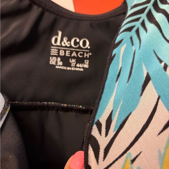 Tropical Leaf Print Denim & Co Beach Swim Dress Sz 8 - Picture 5 of 8